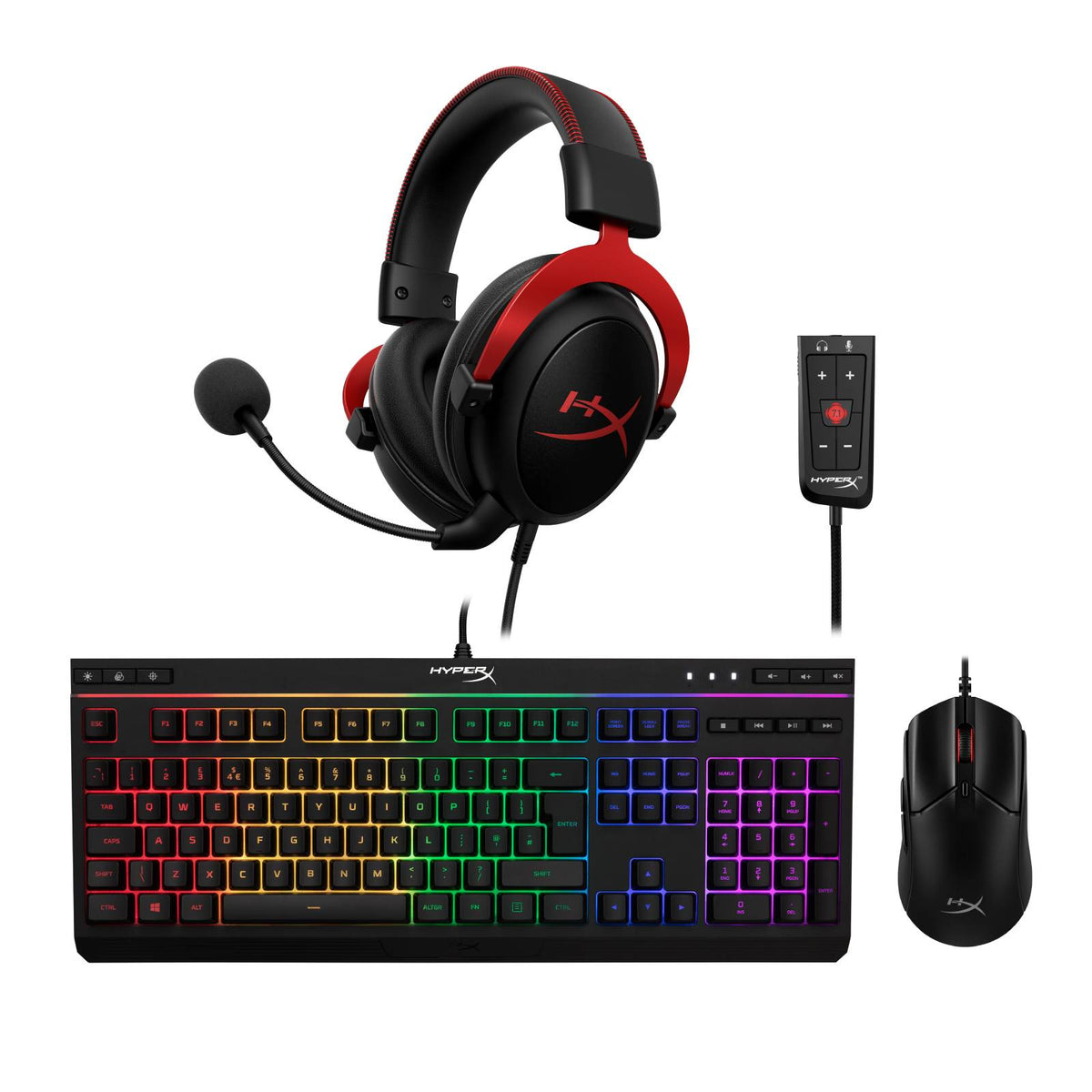 HyperX Bundle - Cloud II Headset + Alloy Core RGB Keyboard + Pulsefire Haste 2 Gaming Mouse