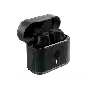Angle view of the HyperX Cirro Buds Pro Black case with the lid open