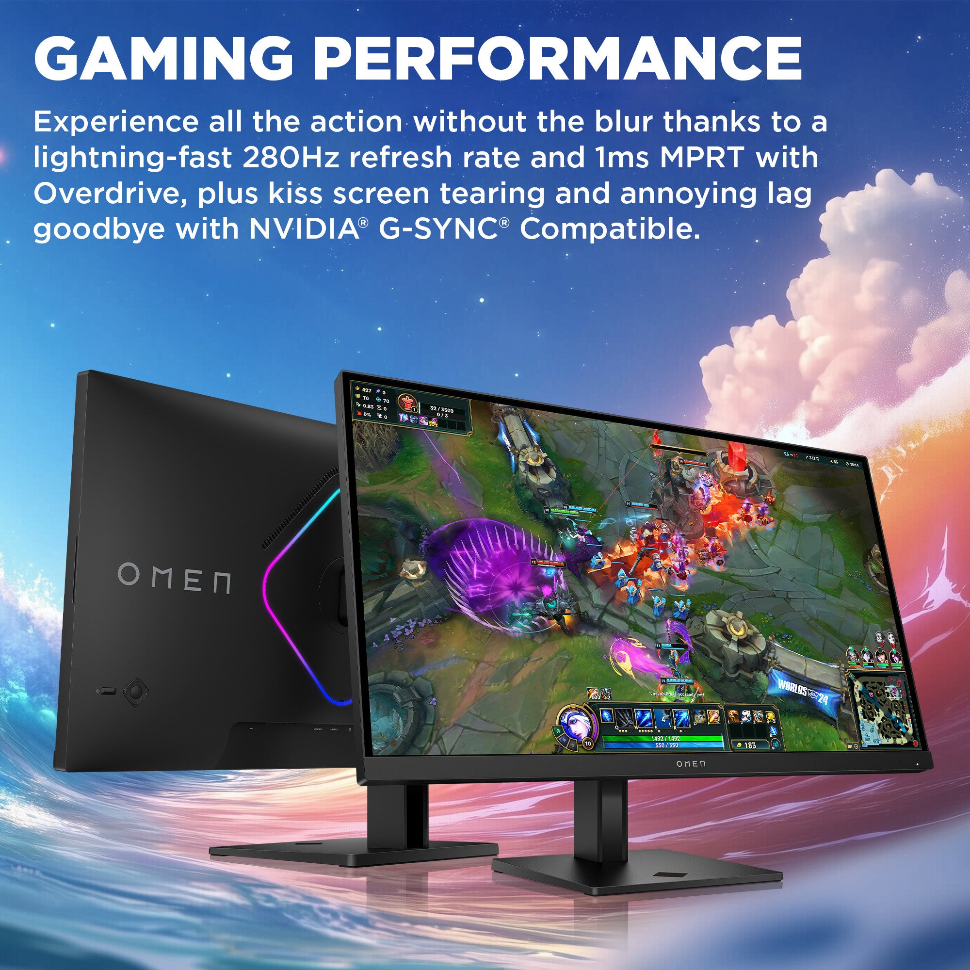 OMEN 27 inch QHD 280Hz Gaming Monitor - OMEN 27qs G2 - 02