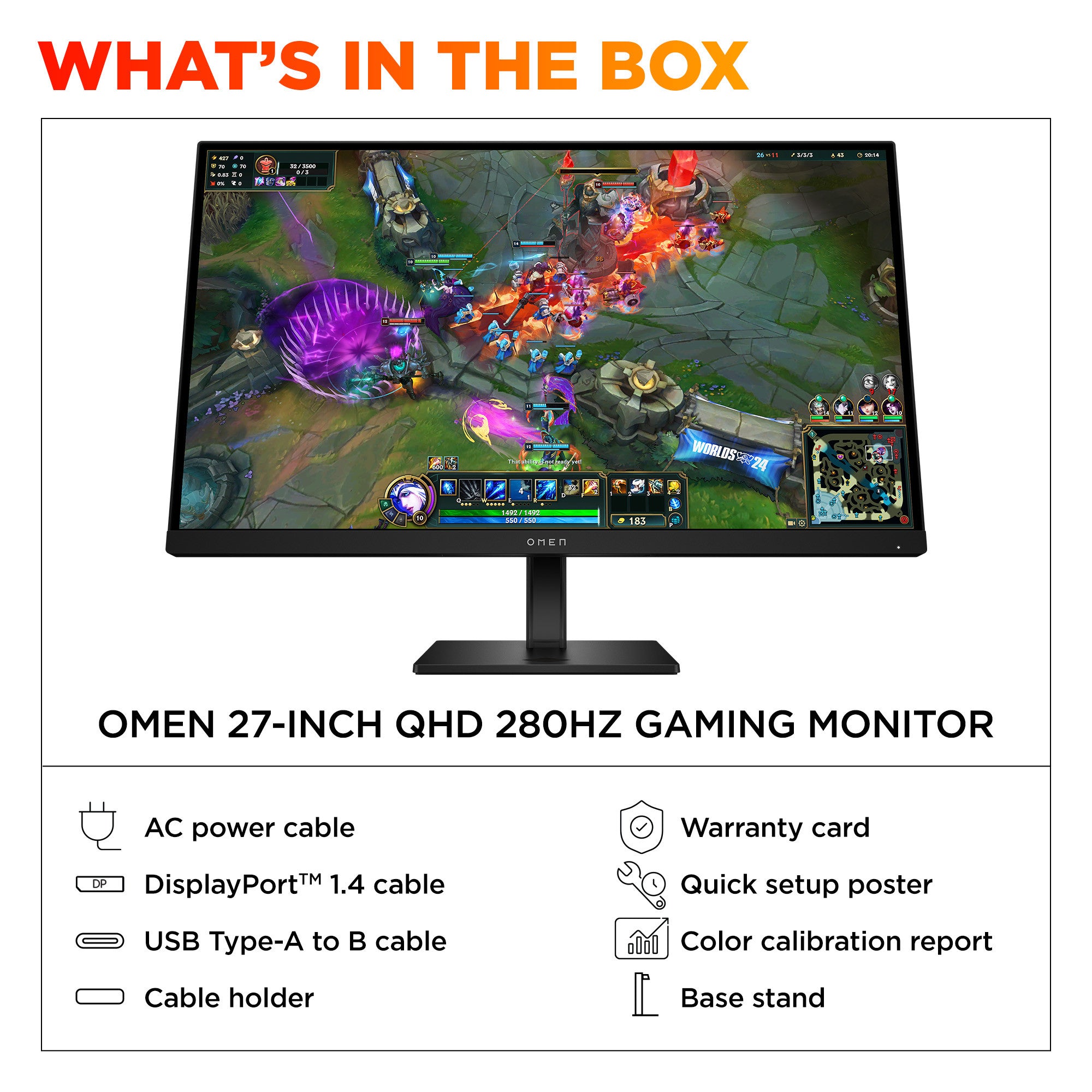 OMEN 27 inch QHD 280Hz Gaming Monitor - OMEN 27qs G2 - 10