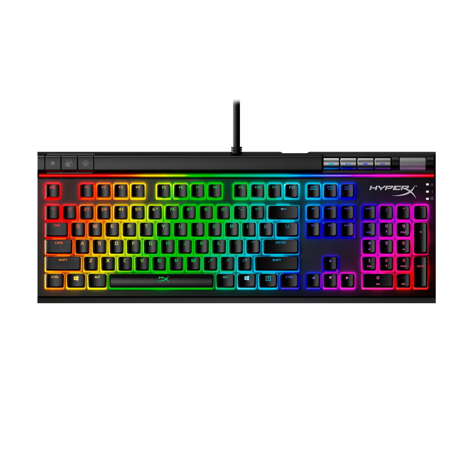 HyperX Alloy Elite 2 mechanical gaming keyboard displaying RGB lighting