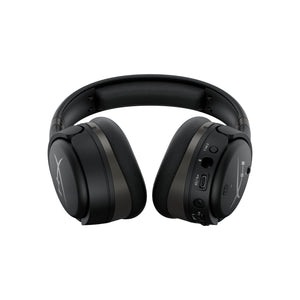 A view of the audio controls for power, volume, mic mute and mic monitoring on the base of the HyperX Cloud Orbit S gaming headset