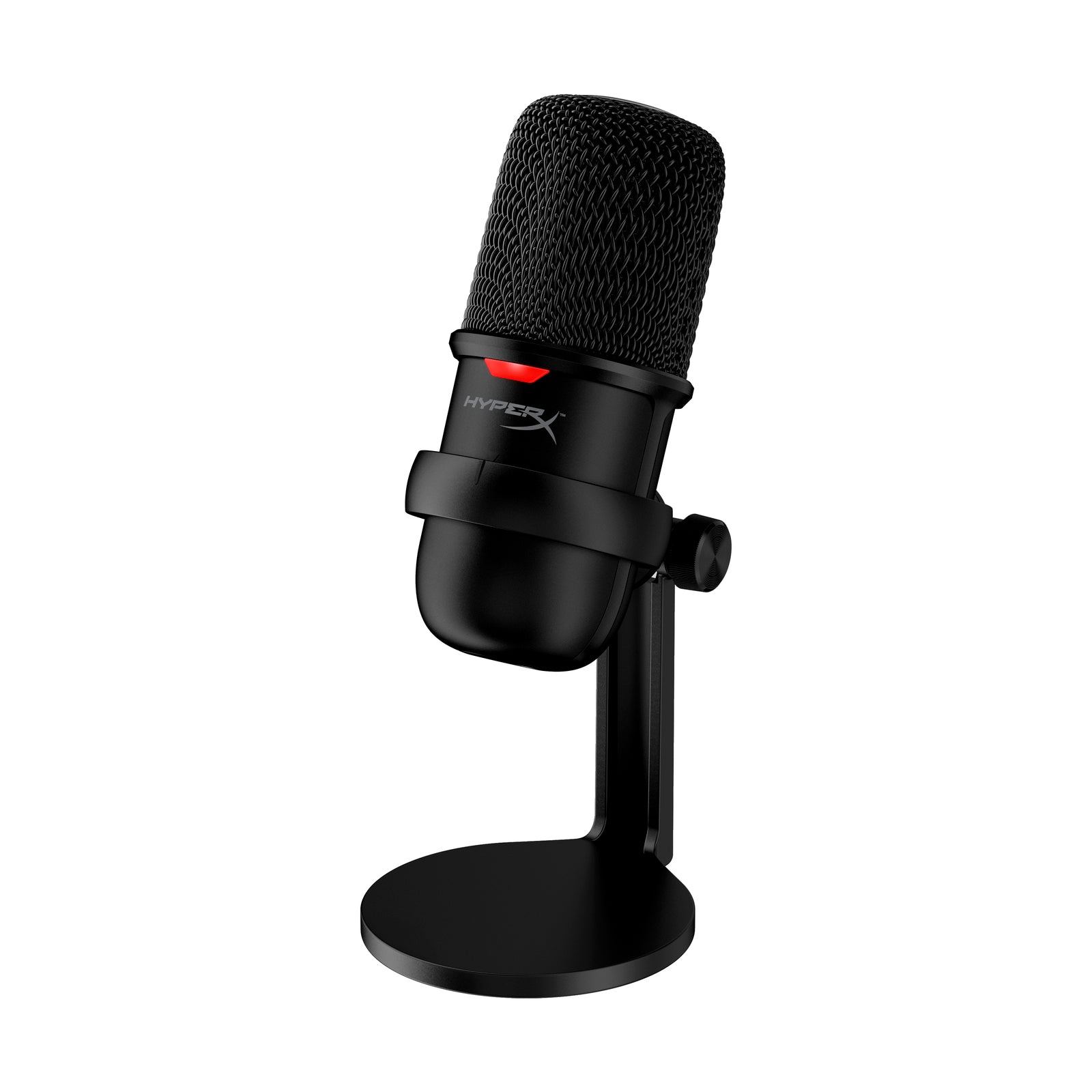HyperX SoloCast Microphone Black showing the front left hand side view featuring Cardioid polar pattern